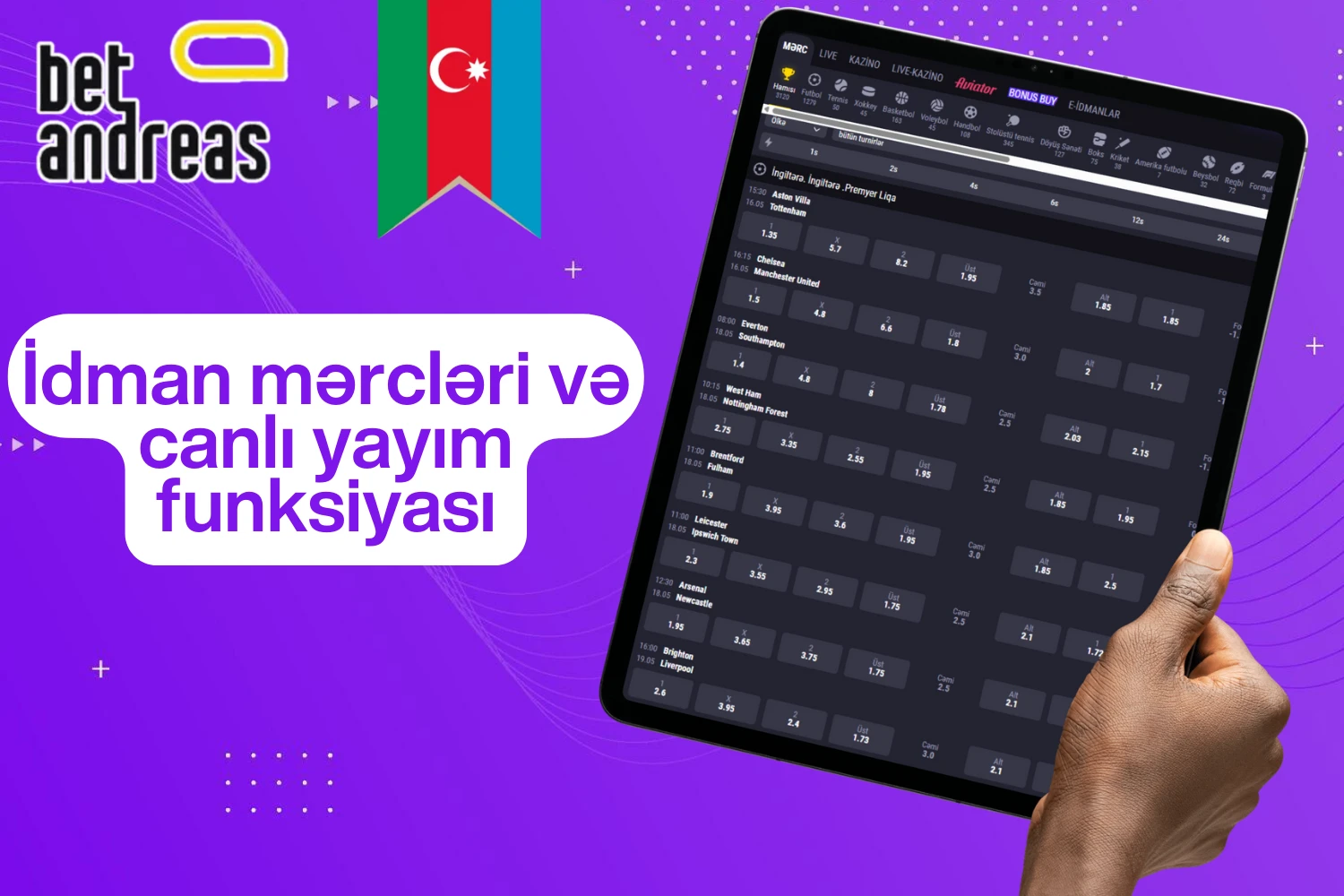 İdman mərcləri və canlı yayım funksiyası
